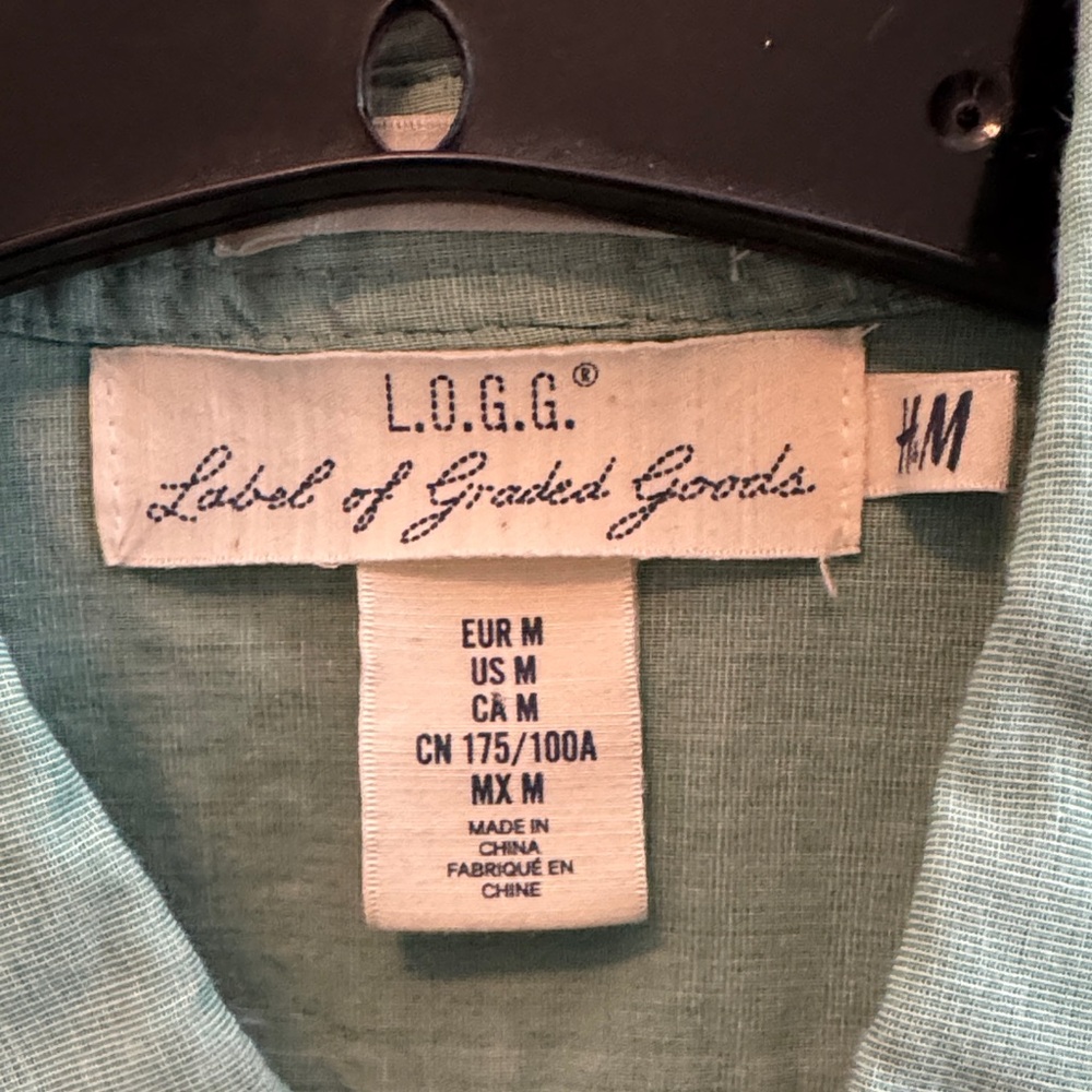Label of Gerald by H&M Men's Mint Gre by B Button-Down Oxford Shirt - Picture 2 of 4